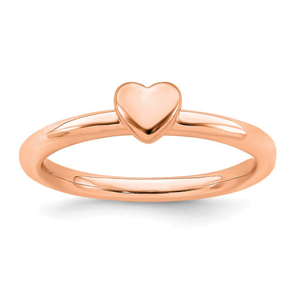 Sterling Silver Stackable Expressions Pink-plated Puffed Heart Ring | QSK1988 ,