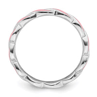 Sterling Silver Stackable Expressions Pink Enamel Ring | QSK1517 ,