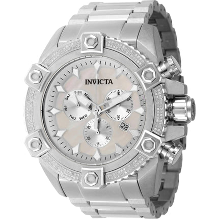 Invicta Men's Watch - Pro Diver Chronograph White Mop Dial Silver Bracelet | 45764 ,