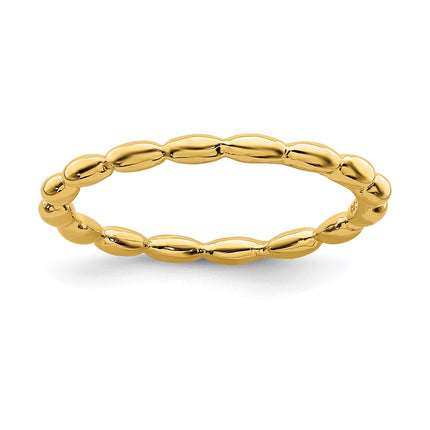Sterling Silver Stackable Expressions Gold-plated Rice Bead Ring | QSK170 ,