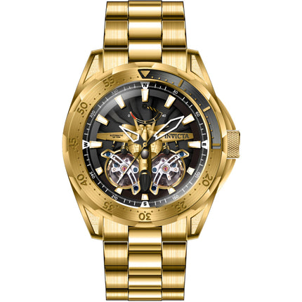 Invicta Men's Watch - Aviator Automatic Gold and Black Open Heart Dial Steel | 44687 ,