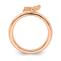 Sterling Silver Stackable Expressions Pink-plated Angel Wing Ring | QSK1983 ,