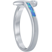 Women's Ring - Sterling Silver Open Heart Shape Blue Opal, Size 9 | W-2529-9 ,