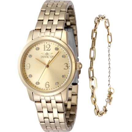 Invicta Women's Watch - Angel Quartz Brass Dial Yellow Gold Steel Bracelet | 48256 ,