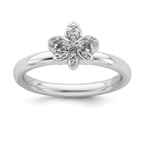 Sterling Silver Stackable Expressions Fleur De Lis Diamond Ring | QSK342 ,