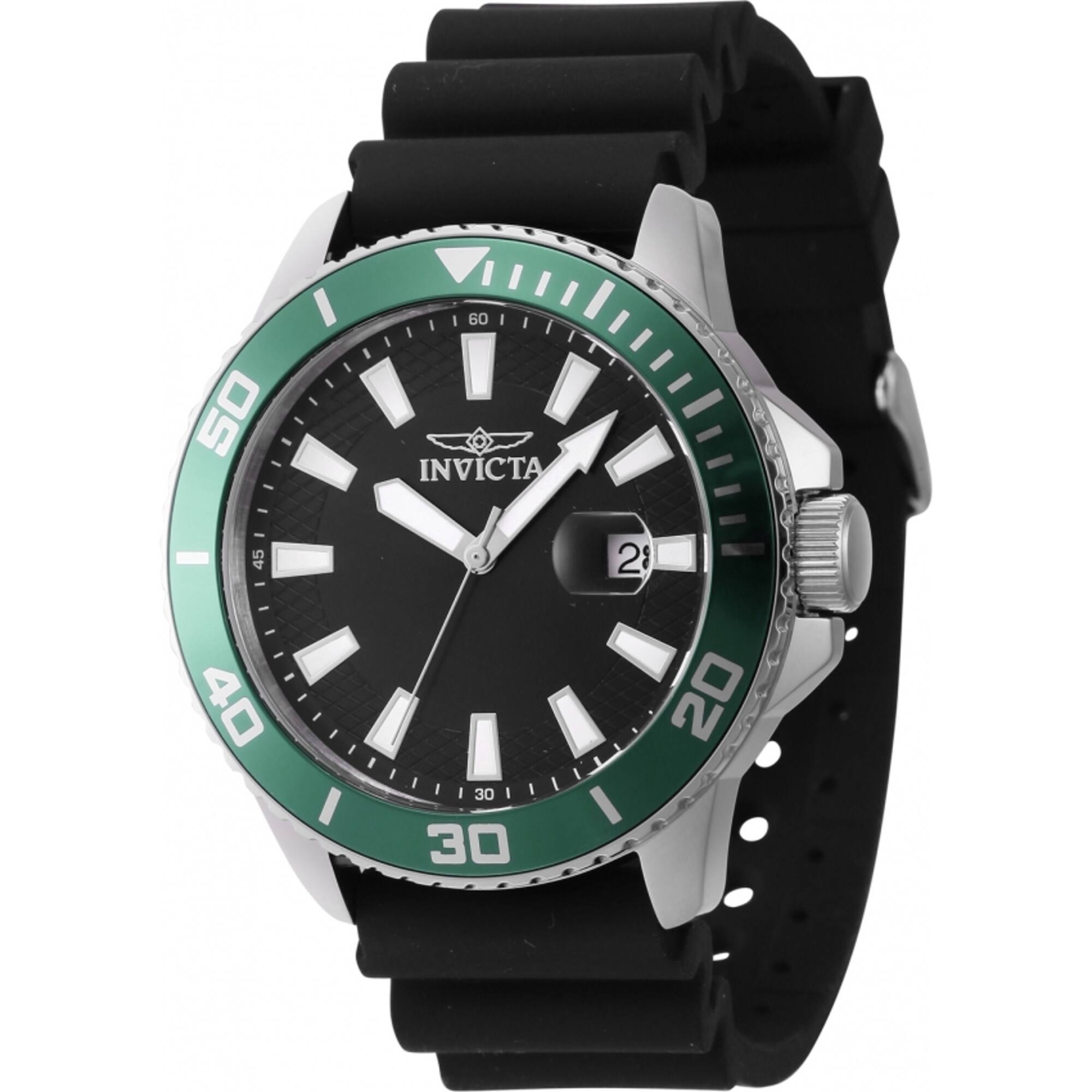 Invicta Men's Quartz Watch - Pro Diver Green and Silver Tone Bezel