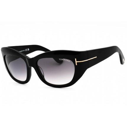 Tom Ford Women's Sunglasses - Shiny Black Cat Eye Acetate Full Rim Frame | FT1065 01B ,