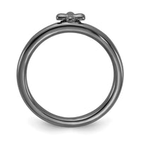 Sterling Silver Stackable Expressions Ruthenium-plated Cross Ring | QSK2048 ,