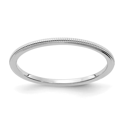 14K White Gold 1.2mm Milgrain Stackable Band | STK19-120W ,