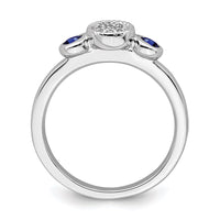 Sterling Silver Stackable Expressions Dbl Round Cr. Sapphire & Dia. Ring | QSK528 ,