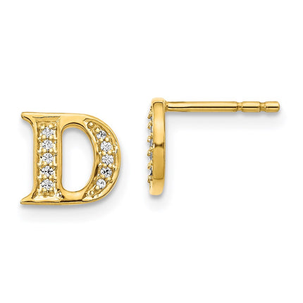 14k Diamond Initial D Earrings ,