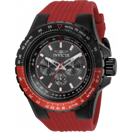 Invicta Men's Watch - Aviator Quartz Chrono Black Dial Red Silicone Strap | 33039 ,