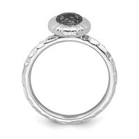 Sterling Silver Stackable Expressions Ruthenium-plated Oval Ring | QSK1605 ,