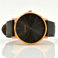 Nixon Men's Quartz Watch - Porter Leather Gunmetal Dial Black Strap | A10582441 ,