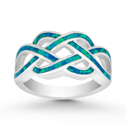 Sterling Silver Blue Inlay Opal Ring ,