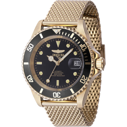 Invicta Men's Watch - Pro Diver Automatic Black Dial Yellow Gold Bracelet | 47722 ,
