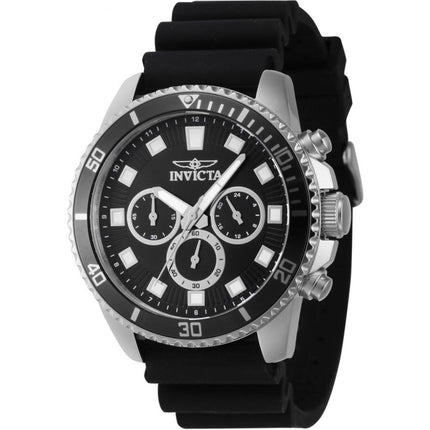 Invicta Men's Chronograph Watch - Pro Diver Black and Silver Tone Bezel Strap | 46085 ,