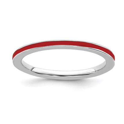 Sterling Silver Stackable Expressions Red Enameled 1.5mm Ring | QSK133 ,