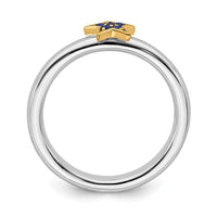 SS Stackable Expression Gold-Plated Cr. Sapphire Star Ring | QSK2173 ,