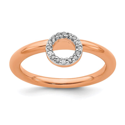Sterling Silver Stackable Expressions Pink-plated Halo Dia. Ring | QSK1991 ,