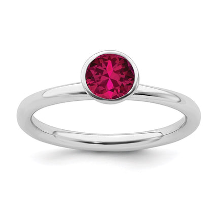 Sterling Silver Stackable Expressions High 5mm July Swarovski Ring | QSK967 ,