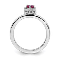 Sterling Silver Stackable Expressions Cr. Ruby Heart Diamond Ring | QSK344 ,