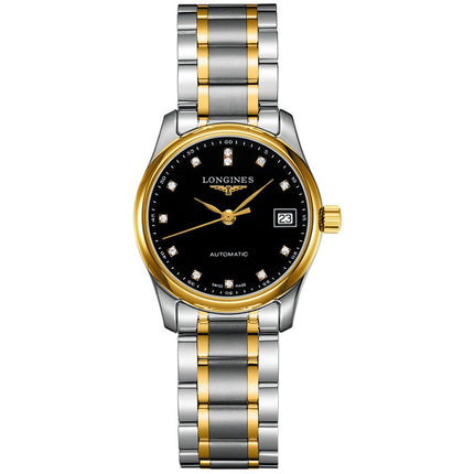 Longines Women's Watch - Master Diamond Black Dial Two Tone Bracelet | L22575577 ,