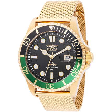Invicta Men's Watch - Pro Diver Green, Black, Gold Tone Bezel Mesh Bracelet | 47179 ,