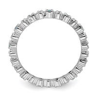 Sterling Silver Stackable Expressions Aquamarine & Diamond Ring | QSK534 ,