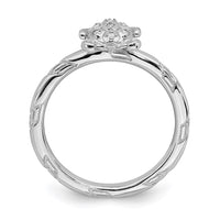 Sterling Silver Stackable Expressions Diamond Turtle Ring | QSK1859 ,
