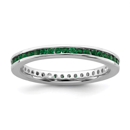 Sterling Silver Stackable Expressions Polished Created Emerald Ring | QSK661 ,