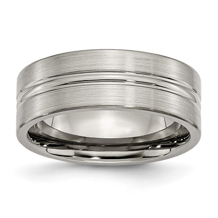Titanium Grooved 8mm Brushed and Polished Band | TB119 ,