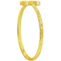 Classic Unisex Gold Tone R Initial Hammered Ring - W-2831 ,
