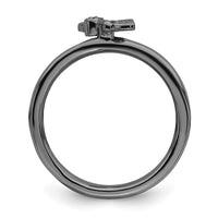 Sterling Silver Stackable Expressions Black-plated Butterfly w/Diamond Ring | QSK1628 ,