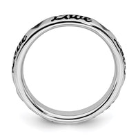 Sterling Silver Stackable Expressions Black Enamel Love Ring | QSK1538 ,