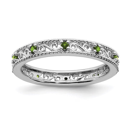 Sterling Silver Stackable Expressions Peridot Ring | QSK1489 ,