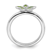 Sterling Silver Stackable Expressions Peridot Flower Ring | QSK491 ,