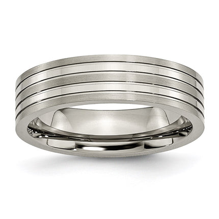Titanium Grooved 6mm Brushed and Polished Band | TB186 ,