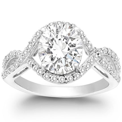 Classic Women's Silver Large CZ Engagement Ring - W-9890 ,