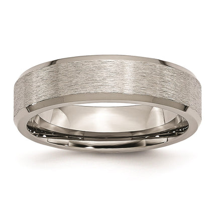 Titanium Beveled Edge 6mm Stone and Brushed Band | TB29 ,