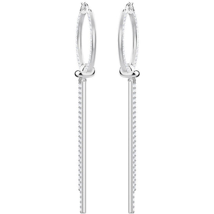 Swarovski Women's Earrings - Lifelong Crystal Rhodium Plated Hoop Pierced | 5392184 ,