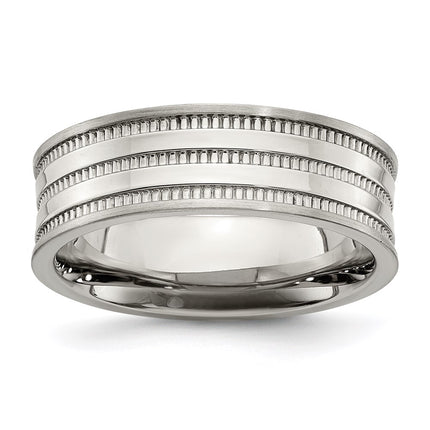 Stainless Steel Polished and Beaded 7mm Band | SR673 ,
