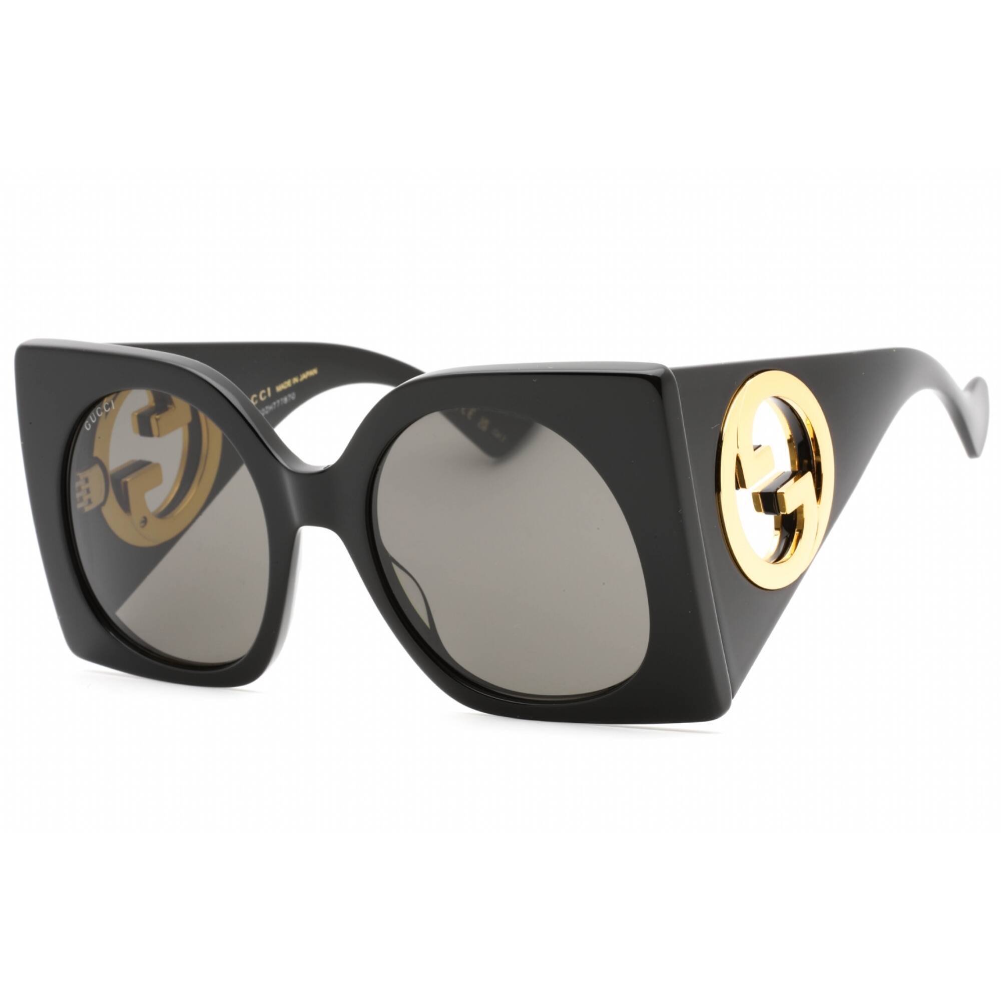 NEW GUCCI GG1254S 001 BLACK WOMEN OVERSIZED SUNGLASSES GUCCI GUCCI 1254 Black Gold Logo Gg1254S Oversized Mask Flat  main image 4