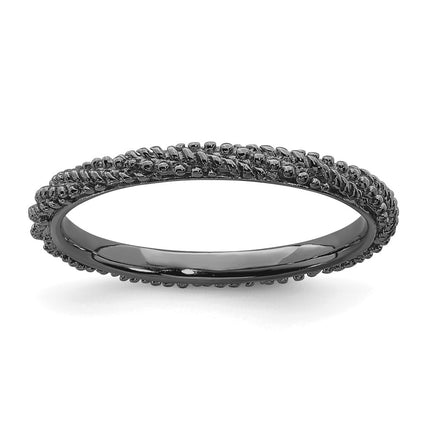 Sterling Silver Stackable Expressions Polished Ruthenium Plated Ring | QSK1838 ,