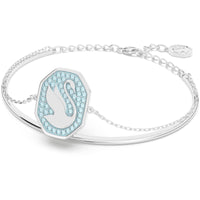 Swarovski Women's Bangle Bracelet - Signum Swan Blue Crystal Rhodium Plated | 5628552 ,