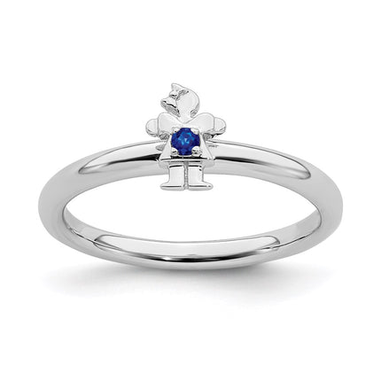 Sterling Silver Stackable Expressions Rhodium Cr. Sapp Girl Ring | QSK1931 ,