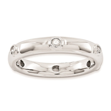 Sterling Silver Stackable Expressions Polished Diamond Ring | QSK992 ,