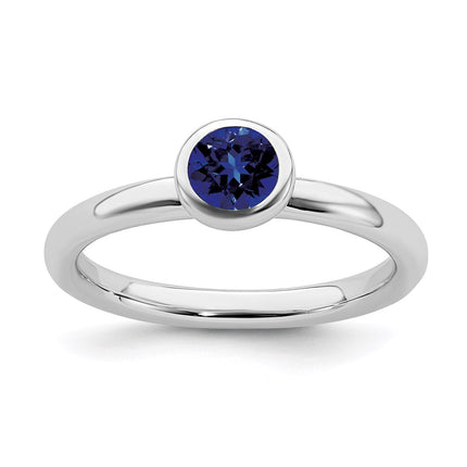 Sterling Silver Stackable Expressions Low 5mm Round Cr. Sapphire Ring | QSK516 ,