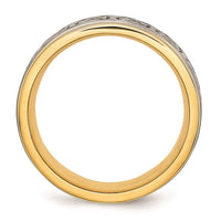 Titanium Scroll Design Yellow IP-plated Grooved Edge Brushed/Polished Band | TB312 ,