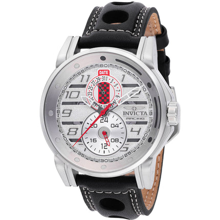 Invicta Men's Watch - Invicta Racing Quartz Silver Case Black Leather Strap | 47536 ,